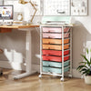8-drawer rolling storage cart with a powder-coated metal frame and universal wheels for versatile organization in any room.