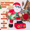 Santa Claus inflatable decoration playing guitar with LED lights, made of thickened polyester fabric for outdoor use.