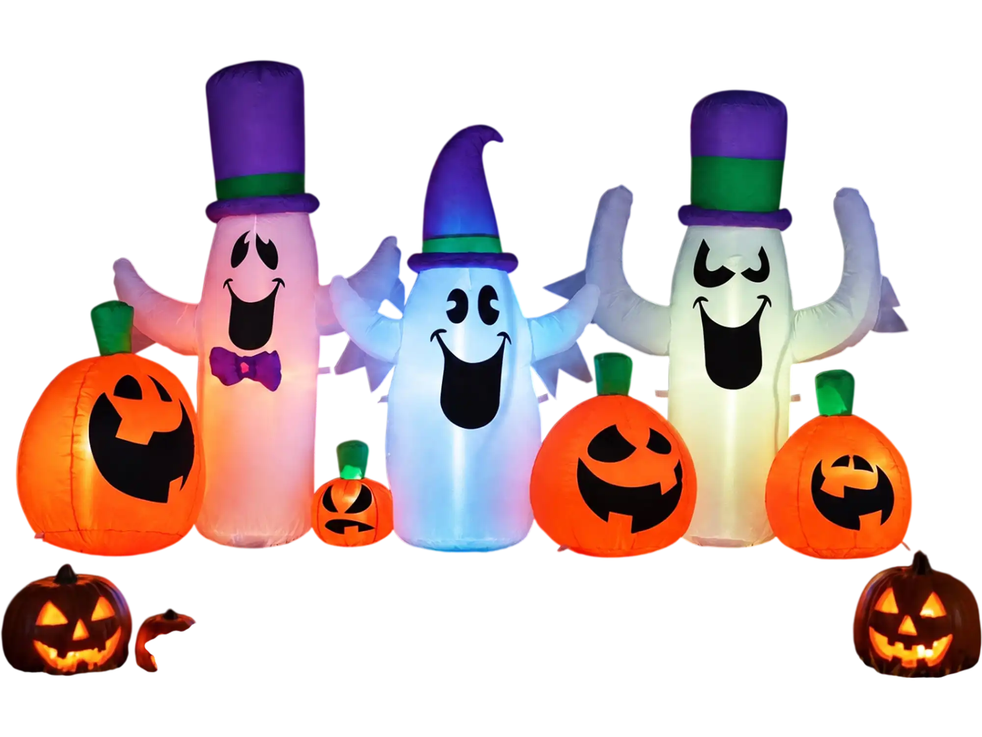 Costway 8' Blow Up Cute Ghosts Pumpkins Halloween Inflatable RGB LED Lights 59313038 New