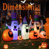 Inflatable 8 FT Halloween decoration featuring cute ghosts and pumpkins with built-in RGB LED lights for festive outdoor displays.