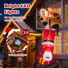 Climbing Santa and reindeer with built-in LED lights create an 8 FT inflatable Christmas rooftop display.