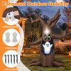 8 FT Halloween inflatable tree features an animated ghost, LED lights, and enhanced stability with sandbags and stakes.