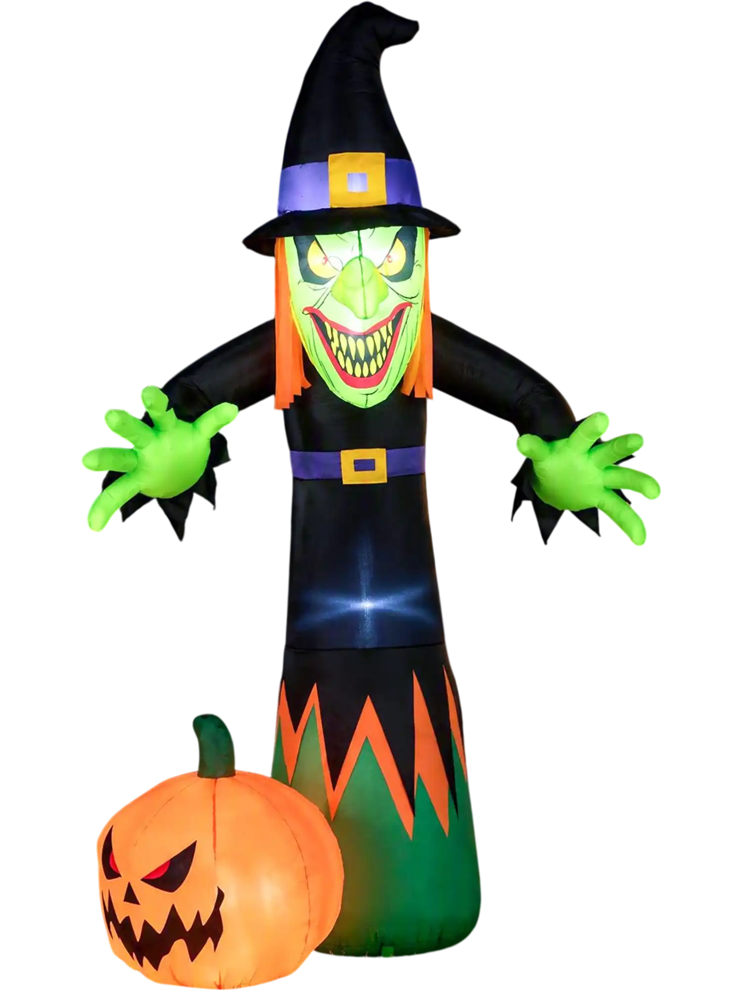 Costway 8' Halloween Inflatable Witch Pumpkin Built-in LED Lights 39861270 New