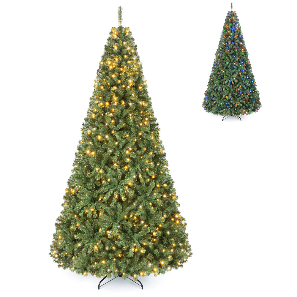 8 FT Artificial Christmas Tree with 2 Lighting Colors and Folding Metal Stand-L - Gallery View 1 of 2