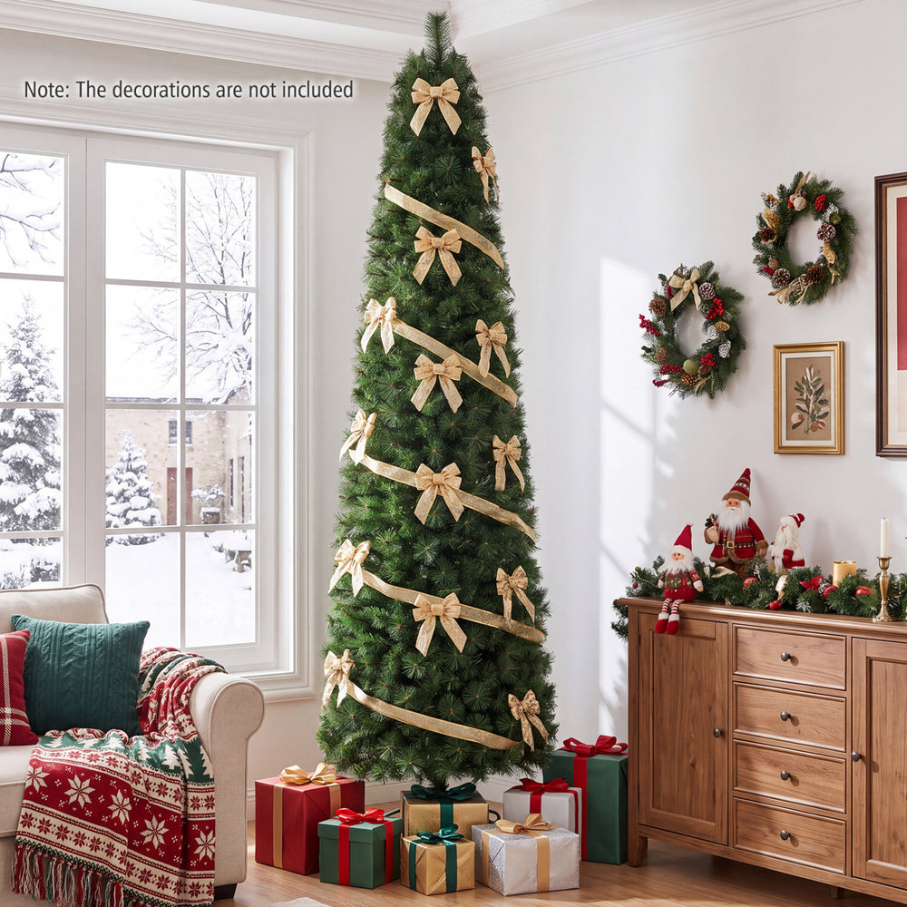 8 FT Artificial Pine Xmas Tree with 575 Full Branch Tips and Realistic Pine Needles - Gallery View 1 of 9