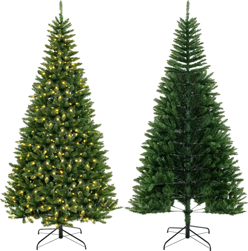 8 FT Corner Artificial Christmas Tree with 1137 Branch Tips and 360 Warm White LED Lights