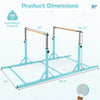 8 FT double horizontal bars in green with adjustable heights from 33" to 57", supporting up to 350 lbs.