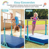 8 FT double horizontal bars in green, adjustable heights for indoor and outdoor gymnastics training.