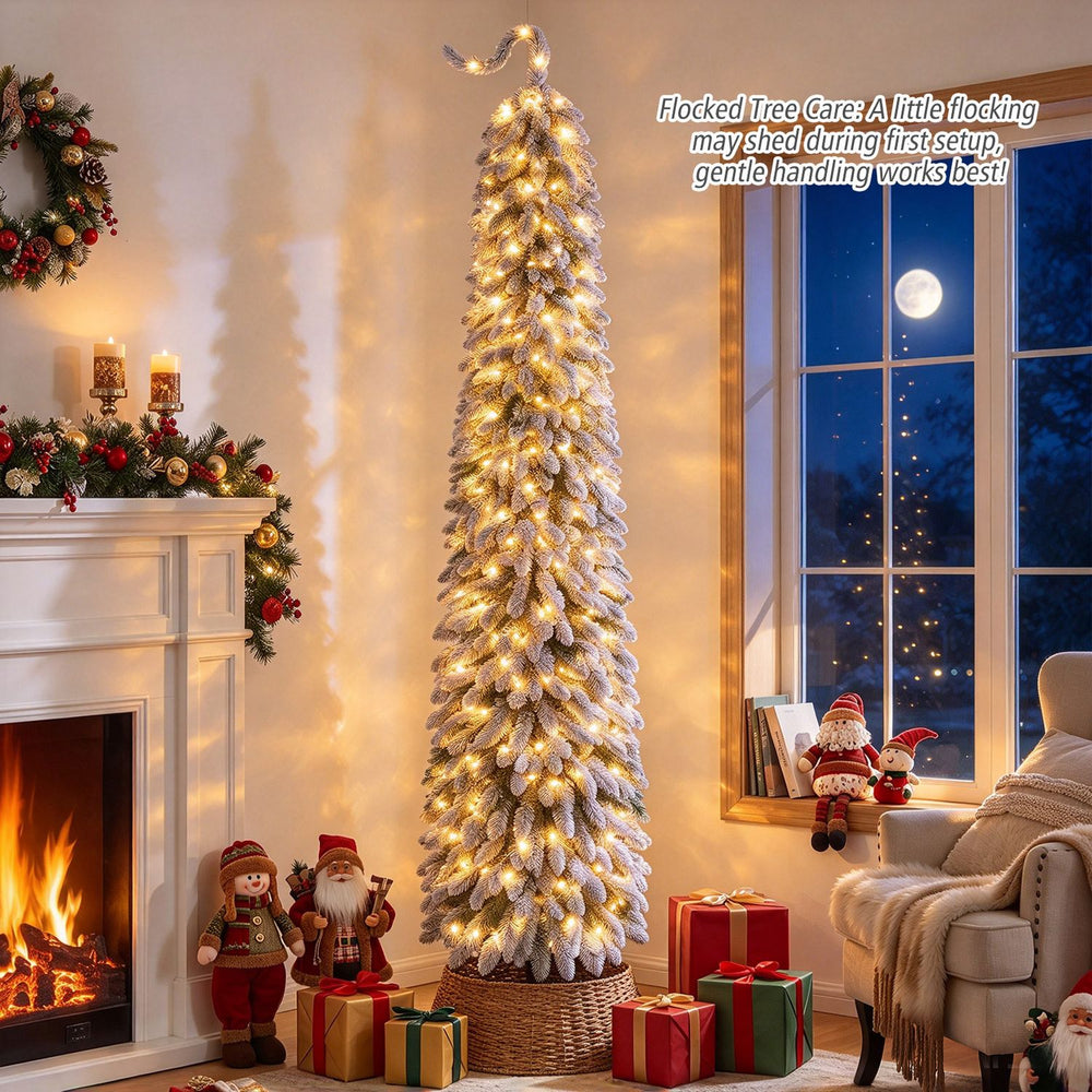 8 FT Pre-Lit Artificial Christmas Tree with Bendable Top and 310 Warm White LED Lights - Gallery View 1 of 10