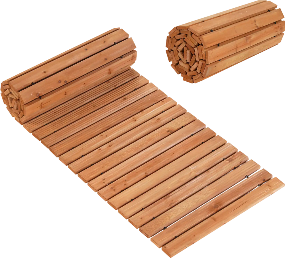 8 FT Wooden Garden Pathway with Non-Slip Surface for Patio - Gallery View 1 of 11