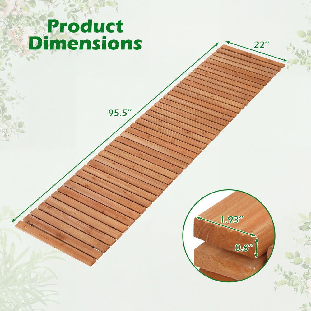 8 FT Wooden Garden Pathway with Non-Slip Surface for Patio - Gallery View 5 of 11