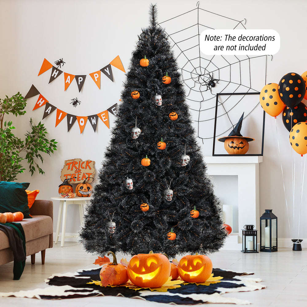 6/7/8 Feet Black Artificial Halloween Christmas Tree with PVC Branch Tips and 210/320/450 Cool White LED Lights-L - Gallery View 1 of 11