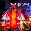 8-foot inflatable red dragon with wings and skull, featuring bright LED lights for Halloween decorations.