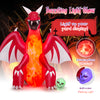 8-foot inflatable red dragon with wings and skull, featuring dazzling LED lights for Halloween yard displays.