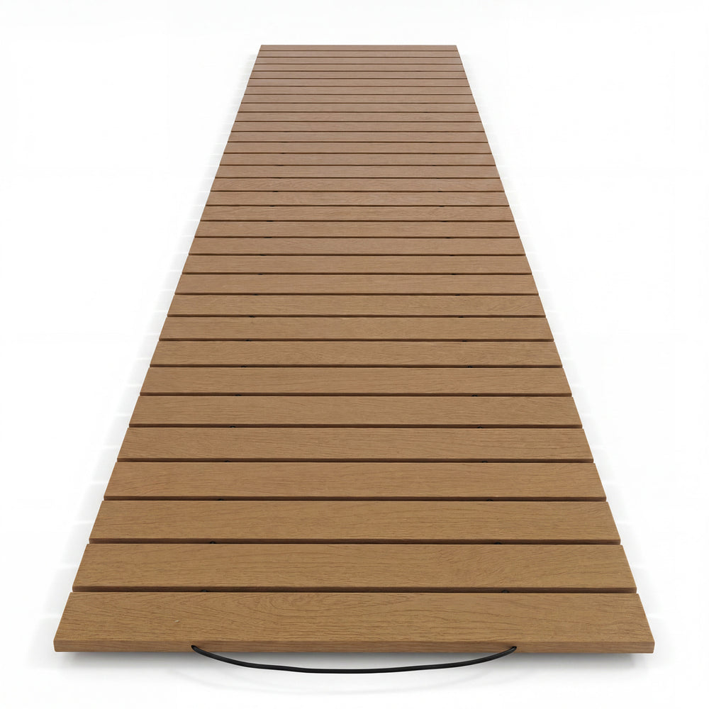 8-foot outdoor pathway boardwalk in brown, featuring a straight design for easy roll-out and placement in outdoor.