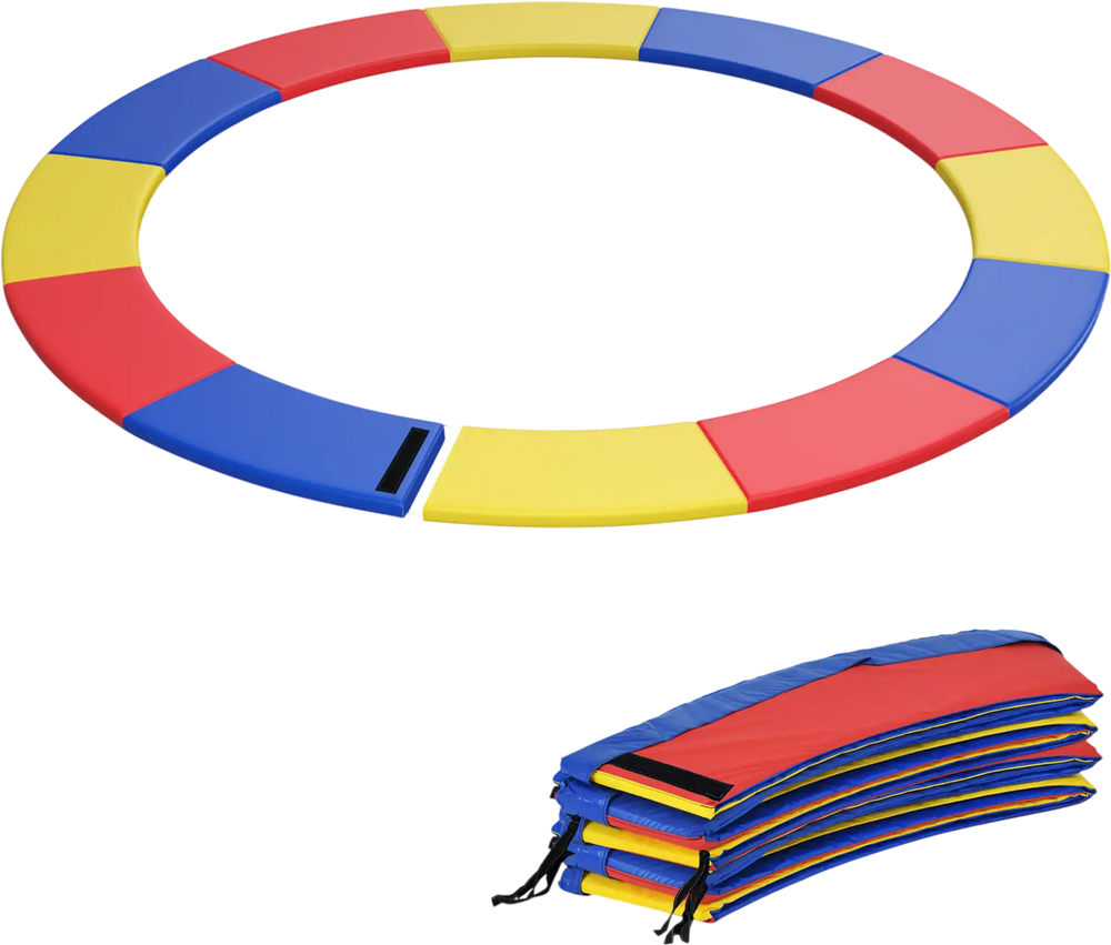 Multicolor 8 feet trampoline pad replacement with fixing straps, featuring waterproof surface and edge-to-edge.