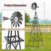 8-foot gray metal ornamental windmill with weather-resistant design and weathervane for outdoor gardens and farms.
