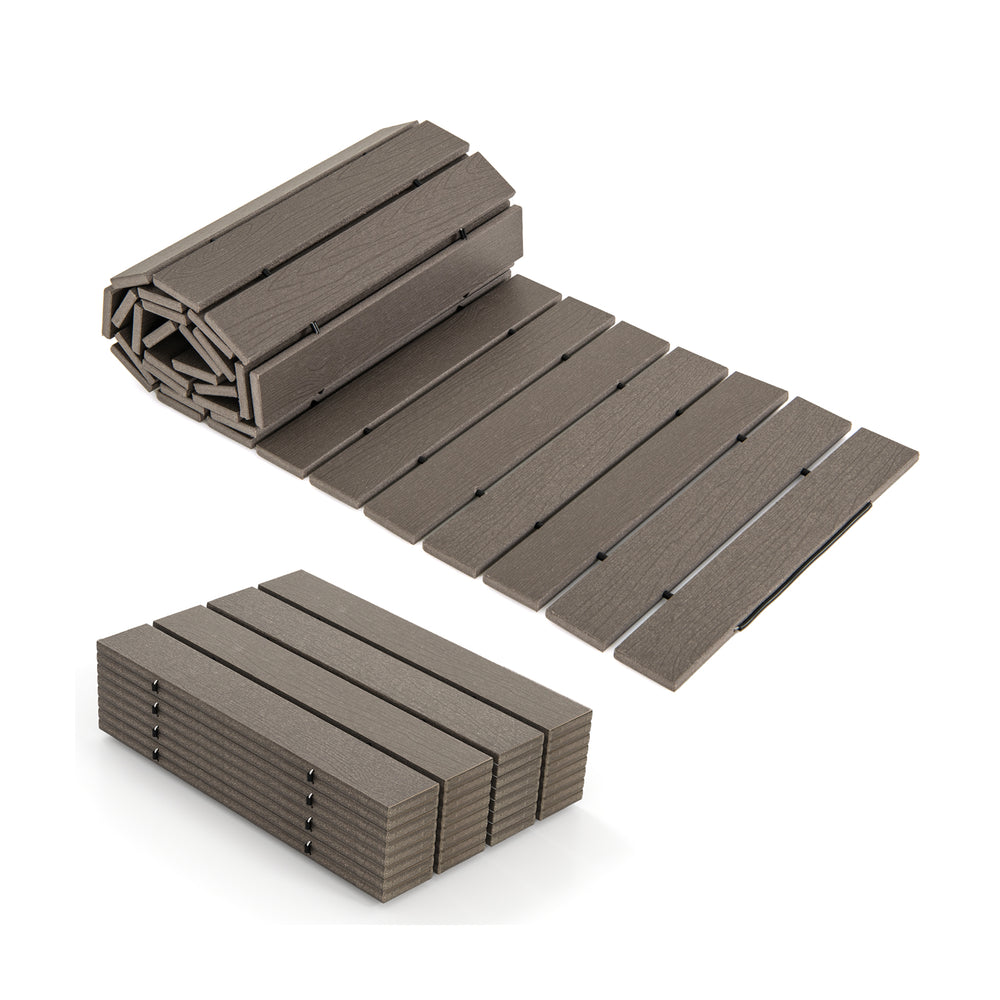 Roll-out 8 ft outdoor garden pathway with weatherproof HDPE, non-slip surface, and metal wire connection for versatile.