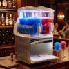 Commercial slushie machine with dual 30L tanks, LED lights, and easy dispensing for vibrant frozen drinks.