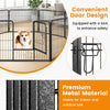 8-panel 24-inch height pet fence with convenient door design, crafted from durable metal for indoor and outdoor use.