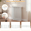 8-panel adjustable baby gate in white, featuring 270° rotatable joints for versatile layouts and auto-close door for.