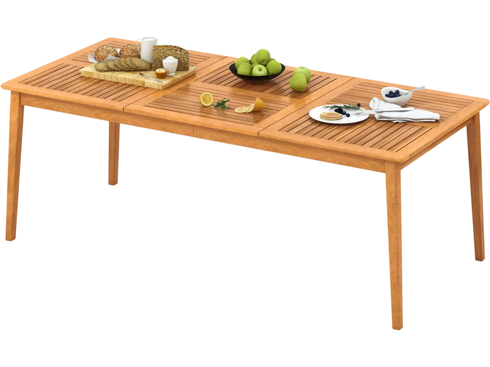 Costway 8-Person Outdoor Acacia Wood Rectangular Dining Table w/ Umbrella Hole 25194867 New