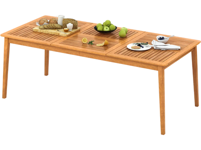Costway 8-Person Outdoor Acacia Wood Rectangular Dining Table w/ Umbrella Hole 25194867 New