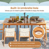 Rectangular acacia wood dining table for 8 with a 1.96" umbrella hole, ideal for outdoor gatherings on the patio.
