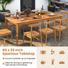 Rectangular 8-person outdoor dining table made of solid acacia wood, featuring an umbrella hole, ideal for gatherings.