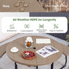 Round picnic table and bench set in rustic brown, crafted from all-weather HDPE, ideal for outdoor gatherings.
