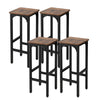 Four 28-inch bar stools with a strong metal structure and wood tops, ideal for dining and leisure spaces.