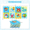 Dimensions of the 8-piece educational interlocking baby play mat showcasing vibrant animal and number designs for.