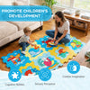 Colorful 8-piece educational interlocking baby play mat featuring animals and numbers, promoting cognitive development.