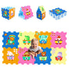 Colorful 8-piece interlocking baby floor puzzle tiles with animal patterns and numbers for educational playtime.