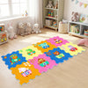 Colorful 8-piece interlocking baby floor puzzle tiles featuring animal patterns and numbers, ideal for playrooms and.
