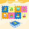 8-piece interlocking baby floor puzzle tiles featuring animal patterns and numbers, ideal for playtime and learning.