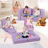8-Piece Modular Kids Play Couch with Comfy Suede Fabric-Purple - Gallery View 1 of 9