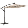 Adjustable solar umbrella with a beige canopy, perfect for outdoor dining and lounging in patios or balconies.