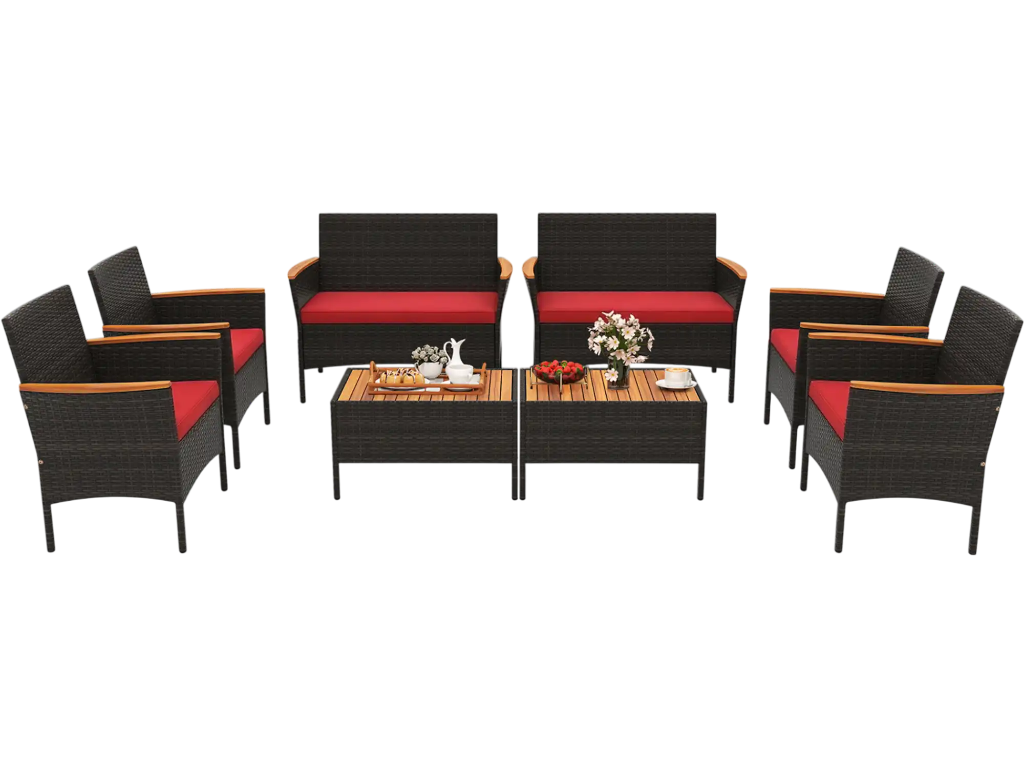 Costway 8-Piece Patio Wicker Sofa Set Rattan Chairs Loveseats Tables 44697101 New