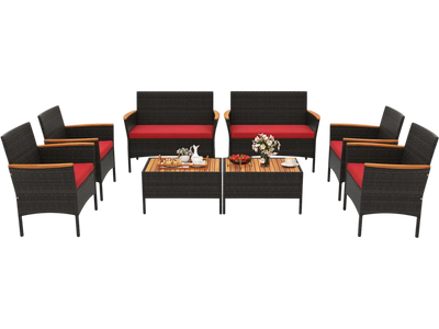 Costway 8-Piece Patio Wicker Sofa Set Rattan Chairs Loveseats Tables 44697101 New