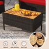 Stylish coffee table featuring a natural acacia wood tabletop, designed for the 8-piece patio wicker sofa set.