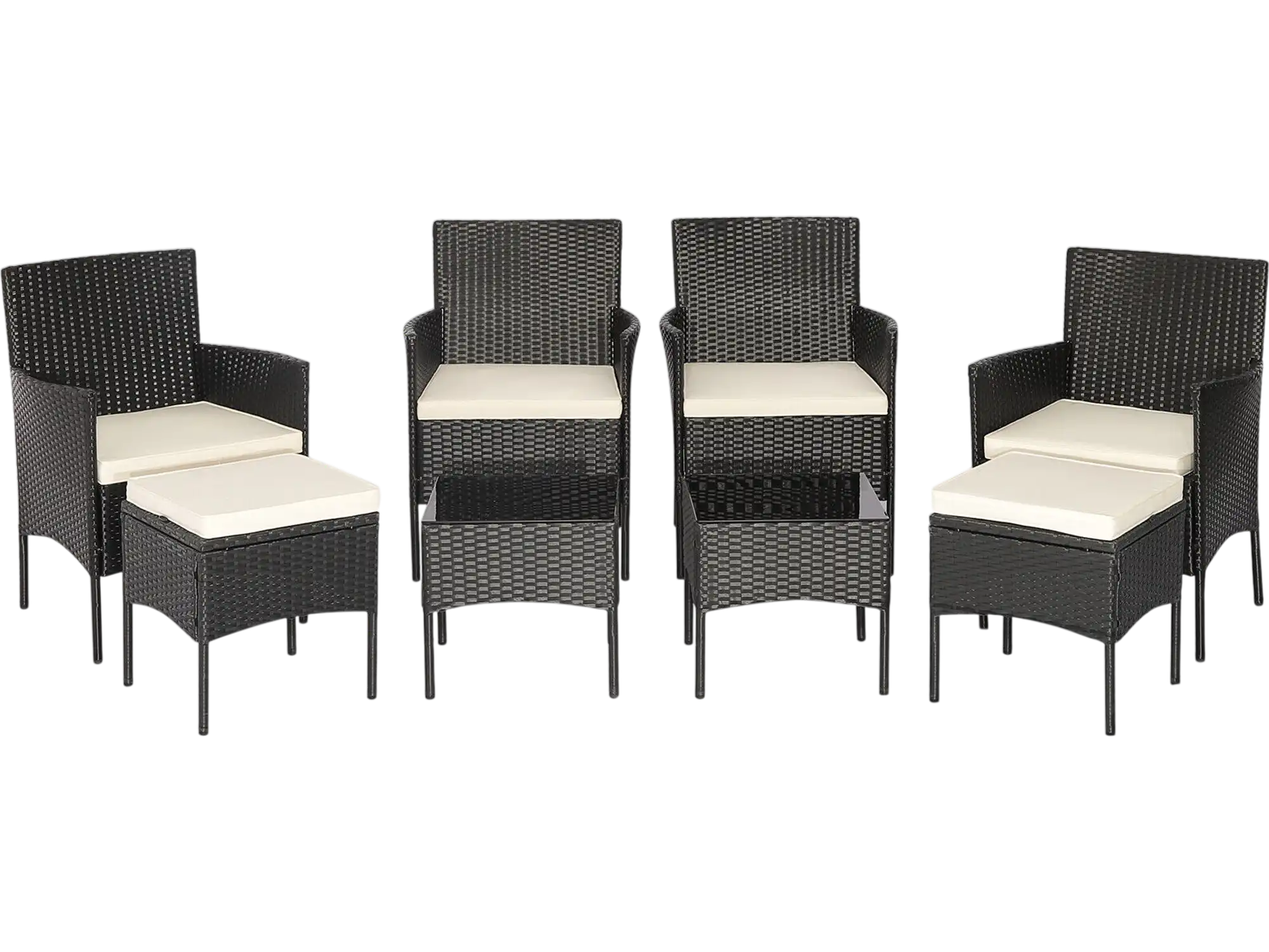 Costway 8 Piece Patio Wicker Conversation Set 2 Coffee Tables 2 Ottomans 16983574 New