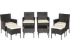 8 Pieces Patio Wicker Conversation Set with 2 Coffee Tables and 2 Ottomans