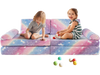 Modular kids play couch in multicolor with glow-in-the-dark patterns, perfect for creative play and cozy comfort.
