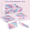 Modular kids play couch set with glow-in-the-dark patterns, soft flannel cover, and detachable pieces for creative play.