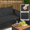 Black outdoor conversation set featuring soft cushions, PE rattan weave, and a storage coffee table for versatile use.