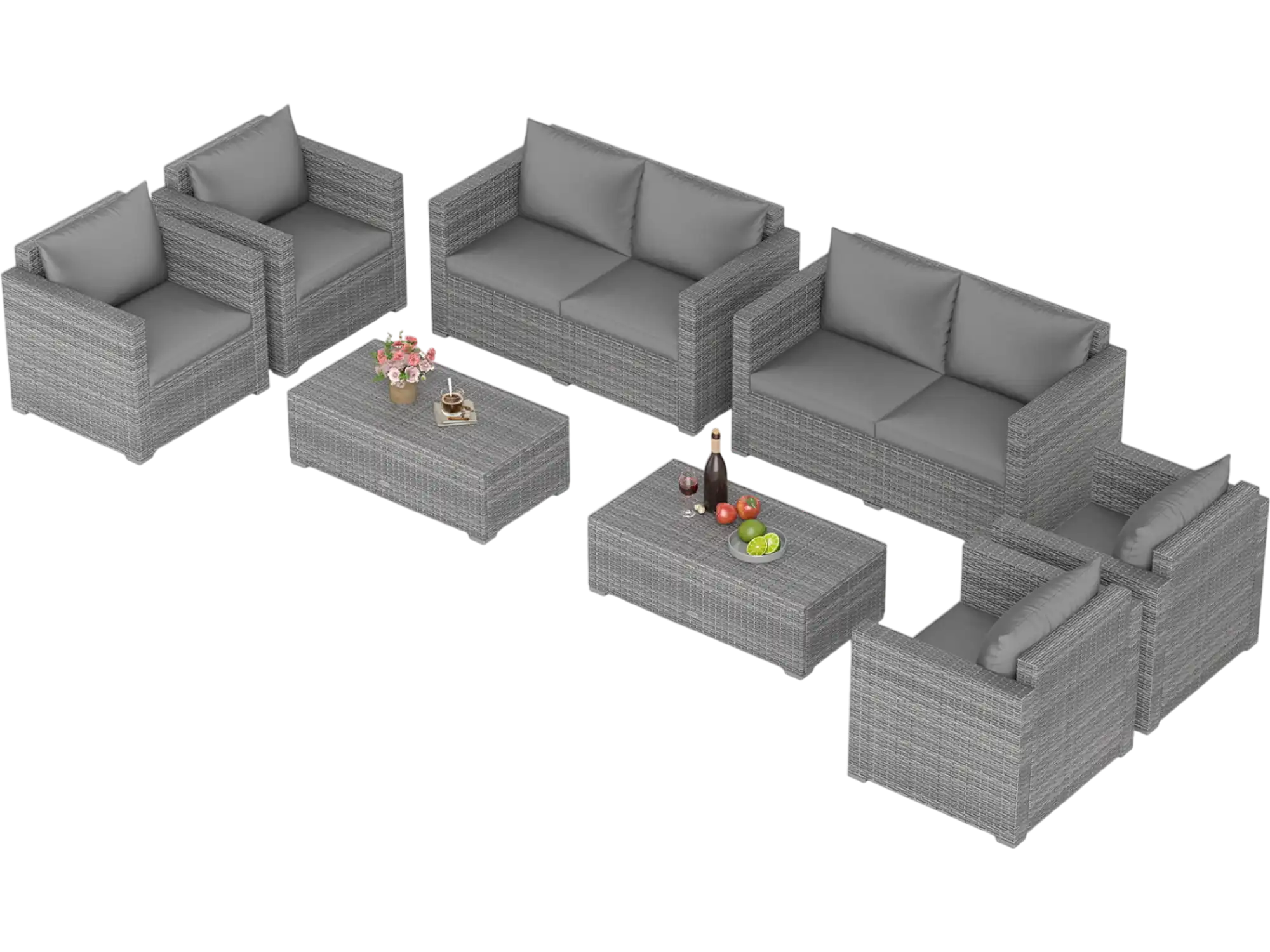 Costway 8-Piece Patio Rattan Conversation Set w/ Padded Cushions 52916410 New