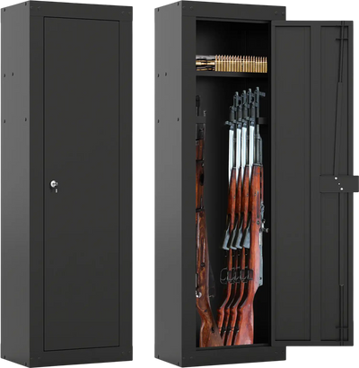 Costway 8 Rifle Gun Safe Cabinet with Storage Shelf 55240827 New