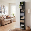 8-Tier Narrow Bookshelf with 4 Adjustable Shelves and Storage Cubes-Black - Gallery View 1 of 9