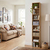 8-Tier Narrow Bookshelf with 4 Adjustable Shelves and Storage Cubes-Natural - Gallery View 1 of 9